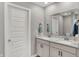 Bathroom with a double sink vanity, shaker cabinets, and contemporary finishes at 8583 Strabet Dr, Pendleton, IN 46064