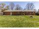 A well-maintained backyard with a lush lawn, surrounded by a wooden fence, and a brick home exterior at 10586 W School Pkwy, Carmel, IN 46280