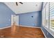 Bedroom with hardwood floors, vaulted ceiling and window shutters at 1098 Extraordinary Trl, Greenfield, IN 46140