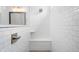 White subway tile shower featuring a built-in bench and a rainfall shower head at 11338 Briargate Dr, Fishers, IN 46055