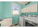 Well-lit laundry room with utility sink and modern washer and dryer at 12372 Ostara Ct, Fishers, IN 46037