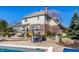Beautiful backyard with a large patio, outdoor seating, and a glimpse of the refreshing in-ground pool at 12715 Norfolk Ln, Carmel, IN 46032