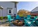 Backyard patio area with fire pit and Adirondack chairs. A great place to relax! at 2215 Golfside Dr, Lebanon, IN 46052