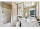 Bathroom with neutral walls, shower/bath, and single vanity at 3384 Homestretch Dr, Carmel, IN 46032