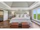 Stunning bedroom with a tray ceiling, light gray walls, hardwood floors, and neutral furniture offering style and comfort at 3384 Homestretch Dr, Carmel, IN 46032