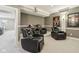 Home theater with plush reclining seats, a projector, and ambient lighting at 3384 Homestretch Dr, Carmel, IN 46032