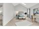 Bright and airy main bedroom features a vaulted ceiling, ensuite furnishings and comfortable bedroom set at 3646 Beach Blvd, Cicero, IN 46034