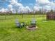 Backyard showcasing comfortable seating around a brick fire pit, perfect for outdoor gatherings at 4729 Beach Club Dr, Noblesville, IN 46062