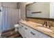 Bathroom with double vanity, granite countertop, and large mirror at 4729 Beach Club Dr, Noblesville, IN 46062