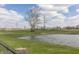 A serene pond is nestled in a verdant green space with a tree line, promising a peaceful retreat at 5007 Avian Ln, Indianapolis, IN 46235