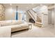 Finished basement area with a climbing wall and stylish decor at 5682 Upper Garden Way, Zionsville, IN 46077