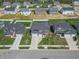 Aerial view of a residential community showcasing well-manicured lawns and modern homes at 7144 Hart St, Cumberland, IN 46229