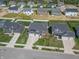 Residential neighborhood aerial view showcasing the layout of homes and their spacious surroundings at 7144 Hart St, Cumberland, IN 46229