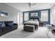 Bright bedroom with blue accent wall, plush seating, and lots of natural light at 7602 N Pennsylvania St, Indianapolis, IN 46240
