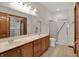 Bathroom featuring a double vanity, shower and plenty of light at 793 Shepherds Way, Greenwood, IN 46143