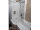 The bathroom features a shower and tub insert that is ready for your personal touch at 798 S 600 W, New Palestine, IN 46163