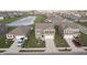 An aerial view showing a home's well-manicured landscaping, attractive exterior, and neighborhood at 813 Sonoma Ln, Greenfield, IN 46140