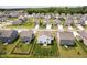 Aerial view of a residential area featuring manicured lawns and tree-lined streets at 8654 Tripp Rd, Pendleton, IN 46064