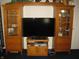 A detailed view of a entertainment center in the living room with TV in the middle and shelves on the sides at 9045 Stones Bluff Pl, Indianapolis, IN 46113