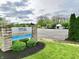Summer Break Swim Club entrance sign with memberships available in a green landscape at 9099 Merrill Ct, Fishers, IN 46038