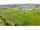 The aerial view shows a playground and community aquatic center situated on a large green space at 1051 Margate Dr, Greenwood, IN 46143