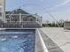 Close up of fountain feature coming out of pool at 1051 Margate Dr, Greenwood, IN 46143