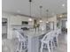 Bright kitchen with granite counters, a gray island, white cabinets, stainless appliances, and pendant lighting at 1051 Margate Dr, Greenwood, IN 46143