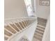 Upstairs view of the staircase with bright white banisters and hardwood flooring at 1051 Margate Dr, Greenwood, IN 46143