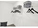 White walk-in closet featuring a single shelf with hangers, gray cloth storage bins and black and white accent pillow at 10823 Soda Creek Ct, Indianapolis, IN 46239