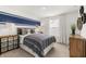 Stylishly designed bedroom with a blue accent wall, showcasing modern decor and comfortable furnishings at 1285 Chatham Hills Blvd, Westfield, IN 46074