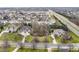Beautiful aerial view of a residential neighborhood with lush green lawns and mature trees, close to a highway at 13855 Waterway Blvd, Fishers, IN 46040