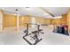 Spacious basement featuring workout equipment and neutral carpeting at 14145 Charity Chase Cir, Carmel, IN 46074