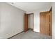 The bedroom has neutral walls, carpeting and a closet for storage at 5666 Ensley Ct, Indianapolis, IN 46254