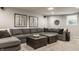 A finished basement with gray walls, plush carpeting, and a comfortable sectional sofa at 654 E 79Th St, Indianapolis, IN 46240