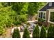 Relaxing backyard patio with elegant outdoor seating surrounded by lush greenery and landscaping at 654 E 79Th St, Indianapolis, IN 46240