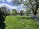 Fenced backyard overlooking pond and green grass at 7450 Cobblestone W Dr, Indianapolis, IN 46236