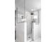Walk-in shower boasts glass surround and marble tile, complemented by sleek black fixtures and modern design at 8966 Wooster Ct, Fishers, IN 46038