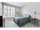 Cozy bedroom with soft carpet, a large window with shutters, and blue accents at 9626 Oakhaven Ct, Indianapolis, IN 46256