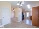 View of open-concept kitchen, dining, and living spaces with an inviting layout at 105 Fountain Dr, Mooresville, IN 46158