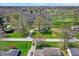 Gorgeous aerial view of a home showcasing manicured lawns and mature trees at 11006 Timber Ln, Carmel, IN 46032