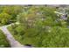 Lush aerial view showcasing a tree-lined neighborhood with glimpses of homes and surrounding buildings at 11415 Central E Dr, Carmel, IN 46032