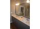 Bathroom with a double sink vanity, framed mirror, and ample storage at 12214 Cold Stream Rd, Noblesville, IN 46060