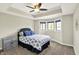 Bedroom with a blue bed with big windows at 13797 E Southshore Dr, Fishers, IN 46037