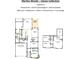 This floor plan shows a four bedroom, three bath home, including a kitchen and covered porch at 14215 Coyote Ridge Dr, Noblesville, IN 46060