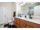 Bathroom featuring double sinks, granite countertops, and a glass-enclosed shower at 15142 Blue Ribbon Blvd, Fishers, IN 46040