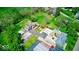 Aerial view showcases a lush green lawn, mature trees, backyard, and neighborhood surroundings at 260 17Th St, Columbus, IN 47201