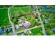 An aerial view of a home on a large lot, featuring a swimming pool, lush landscaping, and green lawns at 260 17Th St, Columbus, IN 47201