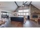 Bright and open kitchen with a center island, fireplace, and abundant natural light at 260 17Th St, Columbus, IN 47201