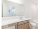 Bright bathroom features a large mirror, a spacious vanity, and modern fixtures for a clean and contemporary feel at 288 Commodore Dr, Pittsboro, IN 46167