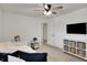 Bright bedroom with ceiling fan and view to the backyard at 360 Hope Ct, Greenwood, IN 46142
